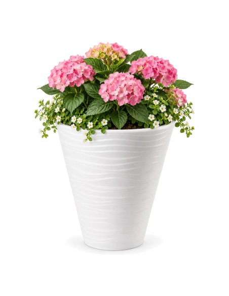 Bloempot rond S met golfreliëf Ø30 × 34 cm, 14,6 L – Wit | Töpferkönig