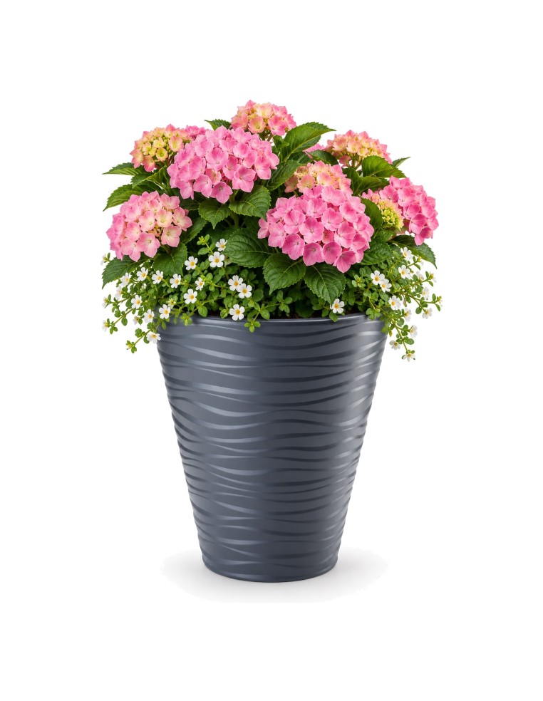 Vaso rotondo L con rilievo a onde Ø40 × 45 cm, 32 L – Antracite | Töpferkönig
