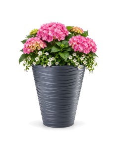 Pot de fleurs rond M à relief ondulé Ø35 × 40 cm, 21 L – Anthracite | Töpferkönig