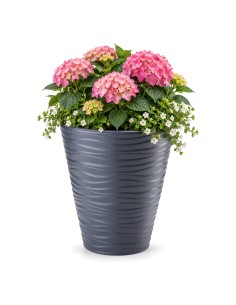 Blumentopf rund S mit Wellenrelief Ø30 × 34 cm, 14,6 L – Anthrazit | Töpferkönig