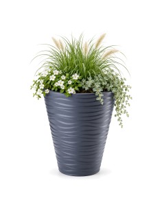 Bloempot rond S met golfreliëf Ø30 × 34 cm, 14,6 L – Antraciet | Töpferkönig 2