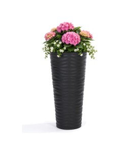 Bloempot hoog rond XL met golfreliëf Ø30 × 57 cm, 25 L – Antraciet | Töpferkönig