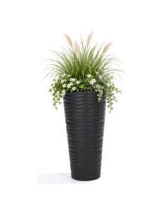 Bloempot hoog rond XL met golfreliëf Ø30 × 57 cm, 25 L – Antraciet | Töpferkönig 2