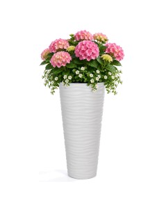 Vaso alto rotondo 3XL con rilievo a onde Ø40 × 79 cm, 63 L – Bianco | Töpferkönig
