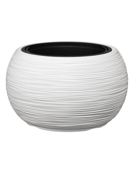 Vasque ronde L Ø38 × 25 cm rainurée, 18 L – Blanc | Töpferkönig