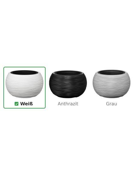 Pflanzschale rund L Ø38 × 25 cm Gerillt, 18 L – Weiß | Töpferkönig