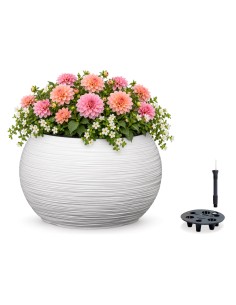 Vasque ronde L Ø38 × 25 cm rainurée avec système d'arrosage, 18 L – Blanc | Töpferkönig