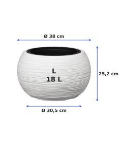 Vasque ronde L Ø38 × 25 cm rainurée avec système d'arrosage, 18 L – Blanc | Töpferkönig 2