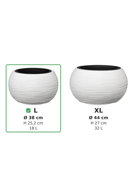 Vasque ronde L Ø38 × 25 cm rainurée avec système d'arrosage, 18 L – Blanc | Töpferkönig