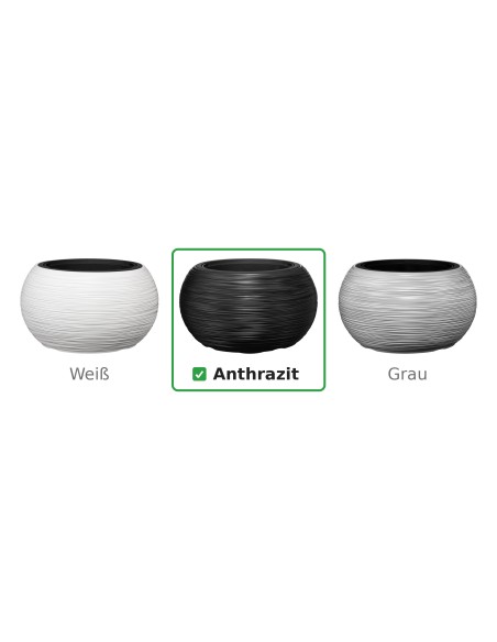 Vasque ronde XL Ø44 × 27 cm rainurée avec système d'arrosage, 32 L – Anthracite | Töpferkönig