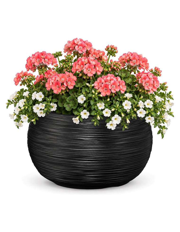 Ciotola per piante rotonda XL Ø44 × 27 cm rigata, 32 L – Antracite | Töpferkönig