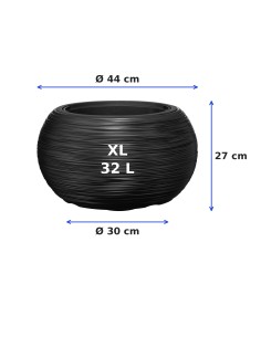 Vasque ronde XL Ø44 × 27 cm rainurée, 32 L – Anthracite | Töpferkönig 2