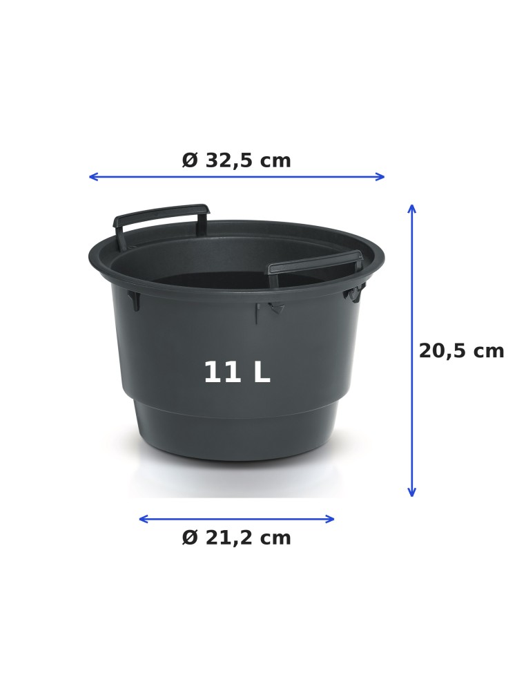Plantenschaal rond XL Ø44 × 27 cm geribbeld, 32 L – Antraciet | Töpferkönig