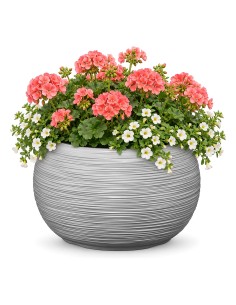 Ciotola per piante rotonda XL Ø44 × 27 cm rigata, 32 L – Grigio | Töpferkönig