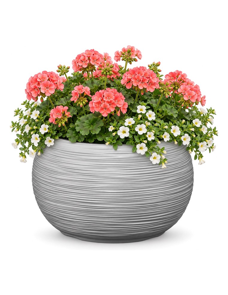 Pflanzschale rund XL Ø44 × 27 cm Gerillt, 32 L – Grau | Töpferkönig