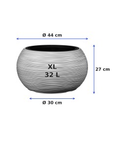 Plantenschaal rond XL Ø44 × 27 cm geribbeld, 32 L – Grijs | Töpferkönig 2