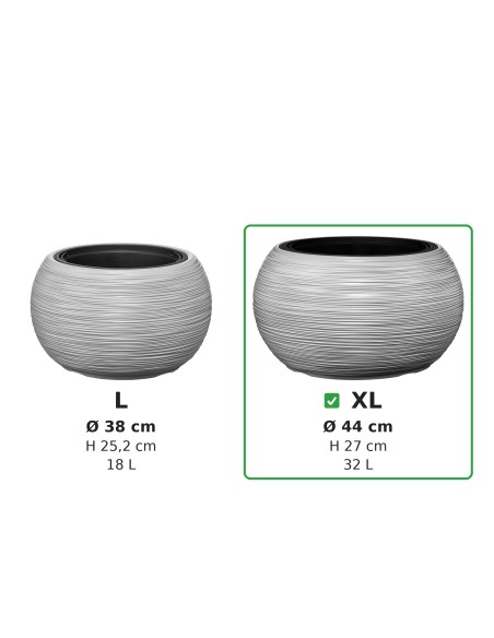 Plantenschaal rond XL Ø44 × 27 cm geribbeld, 32 L – Grijs | Töpferkönig