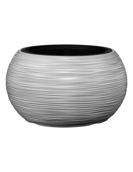 Ciotola per piante rotonda XL Ø44 × 27 cm rigata, 32 L – Grigio | Töpferkönig