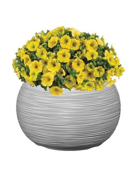 Ciotola per piante rotonda XL Ø44 × 27 cm rigata, 32 L – Grigio | Töpferkönig