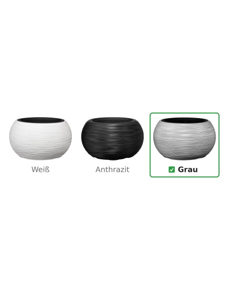 Pflanzschale rund XL Ø44 × 27 cm Gerillt, 32 L – Grau | Töpferkönig