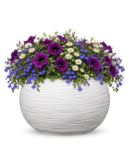 Plantenschaal rond XL Ø44 × 27 cm geribbeld, 32 L – Wit | Töpferkönig