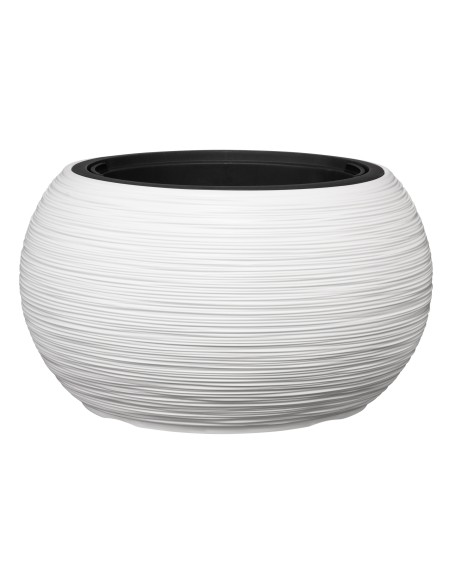 Vasque ronde XL Ø44 × 27 cm rainurée, 32 L – Blanc | Töpferkönig