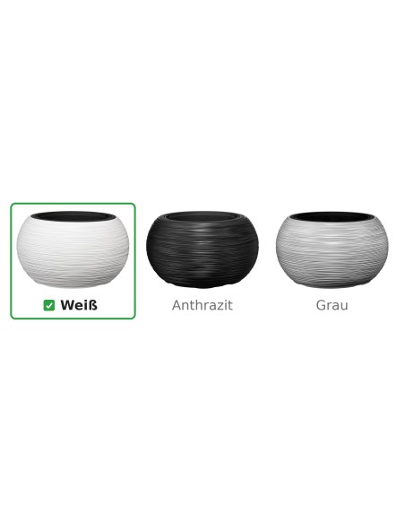 Pflanzschale rund XL Ø44 × 27 cm Gerillt, 32 L – Weiß | Töpferkönig