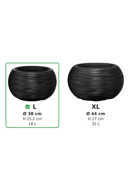 Plantenschaal rond L Ø38 × 25 cm geribbeld, 18 L – Antraciet | Töpferkönig