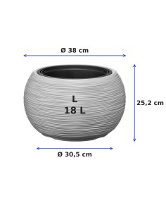 Pflanzschale rund L Ø38 × 25 cm Gerillt, 18 L – Grau | Töpferkönig 2