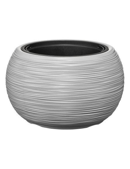 Pflanzschale rund L Ø38 × 25 cm Gerillt, 18 L – Grau | Töpferkönig