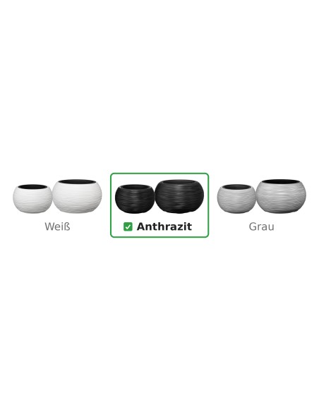 Set van 2 ronde plantenschalen Ø38 × 25 + Ø44 × 27 cm geribbeld – Antraciet | Töpferkönig