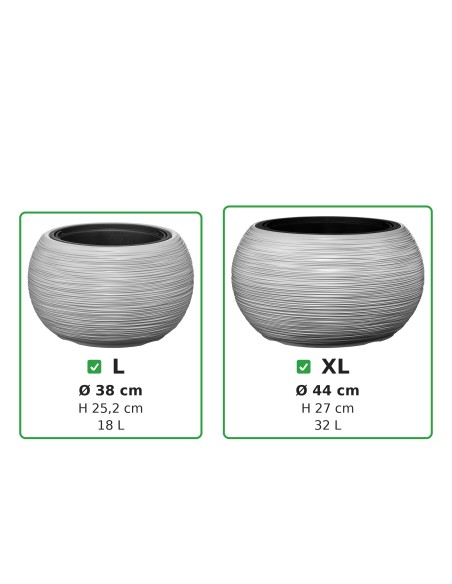 Pflanzschalen-Set rund 2-teilig Ø38 × 25 + Ø44 × 27 cm Gerillt – Grau | Töpferkönig