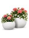 Set van 2 ronde plantenschalen Ø38 × 25 + Ø44 × 27 cm geribbeld – Wit | Töpferkönig