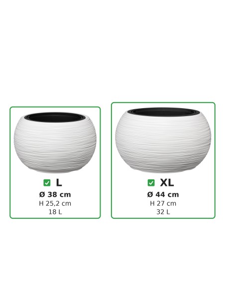 Pflanzschalen-Set rund 2-teilig Ø38 × 25 + Ø44 × 27 cm Gerillt – Weiß | Töpferkönig