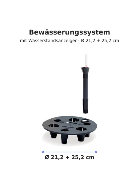 Pflanzschalen-Set rund 2-teilig Ø38 × 25 + Ø44 × 27 cm Gerillt mit 2 Bewässerungssystemen – Weiß