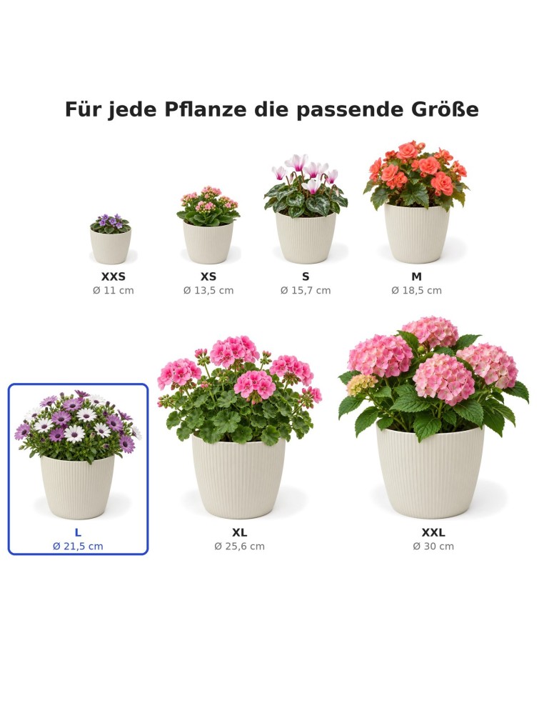 Sierpot rond L Ø22 × 18 cm geribbeld, 5,2 L – Katoenwit