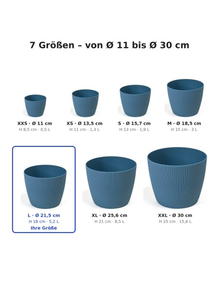 Coprivaso rotondo L Ø22 × 18 cm rigato, 5,2 L – Blu