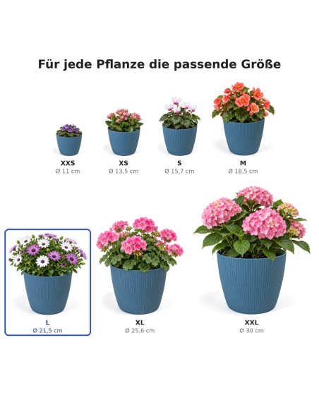 Cubremacetas redondo L Ø22 × 18 cm estriado, 5,2 L – Azul