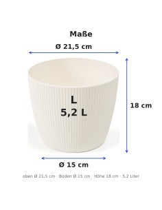 Sierpot rond L Ø22 × 18 cm geribbeld, 5,2 L – Crème 2