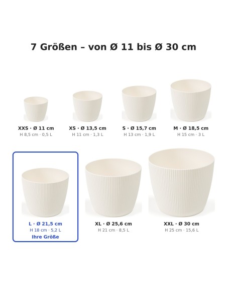 Coprivaso rotondo L Ø22 × 18 cm rigato, 5,2 L – Crema