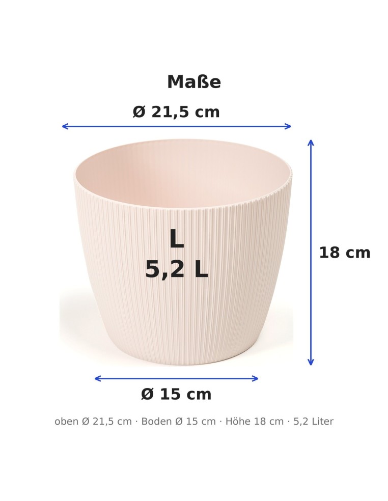 Coprivaso rotondo L Ø22 × 18 cm rigato, 5,2 L – Rosa chiaro