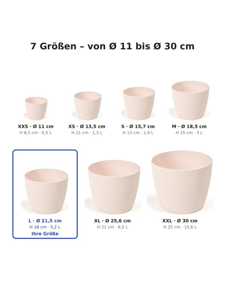Coprivaso rotondo L Ø22 × 18 cm rigato, 5,2 L – Rosa chiaro