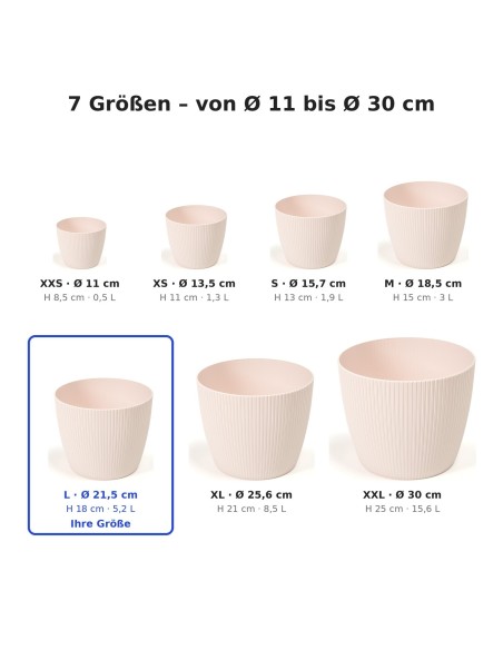 Coprivaso rotondo L Ø22 × 18 cm rigato, 5,2 L – Rosa chiaro
