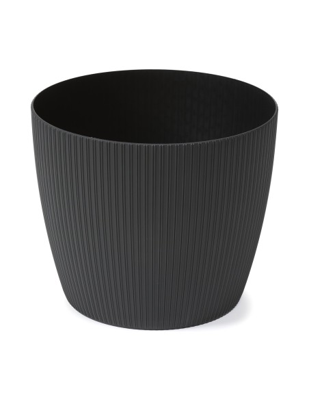 Cache-pot rond L Ø22 × 18 cm strié, 5,2 L – Noir