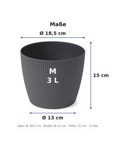 Cubremacetas redondo M Ø19 × 15 cm estriado, 3 L – Antracita 2