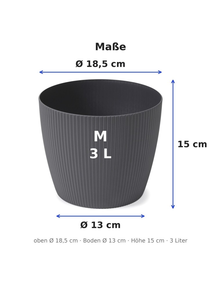 Coprivaso rotondo M Ø19 × 15 cm rigato, 3 L – Antracite