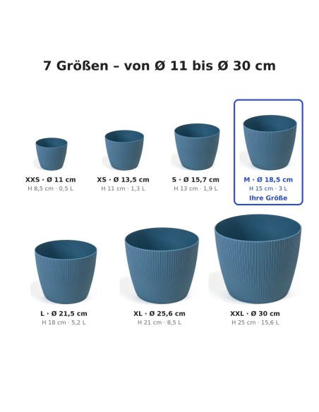 Coprivaso rotondo M Ø19 × 15 cm rigato, 3 L – Blu