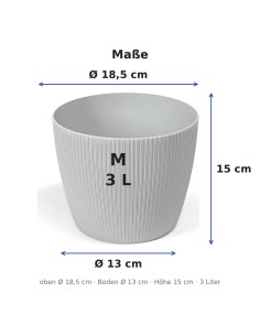 Cache-pot rond M Ø19 × 15 cm strié, 3 L – Gris 2