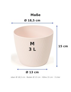 Übertopf rund M Ø19 × 15 cm Gerillt, 3 L – Hellrosa 2