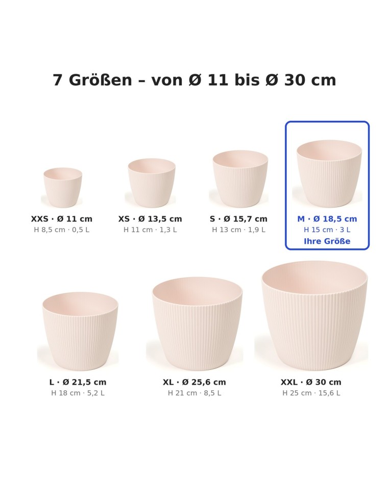 Cubremacetas redondo M Ø19 × 15 cm estriado, 3 L – Rosa claro